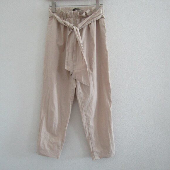 Zara Women's Paperbag Waist Casual Pants Small Cream - Picture 1 of 10